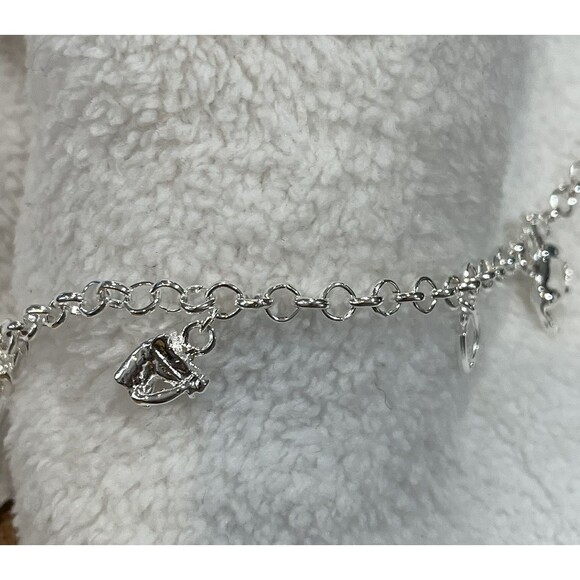 Cowgirl Charm Bracelet Southwest Style Silvertone Womens Toggle Western 8in - Picture 7 of 9